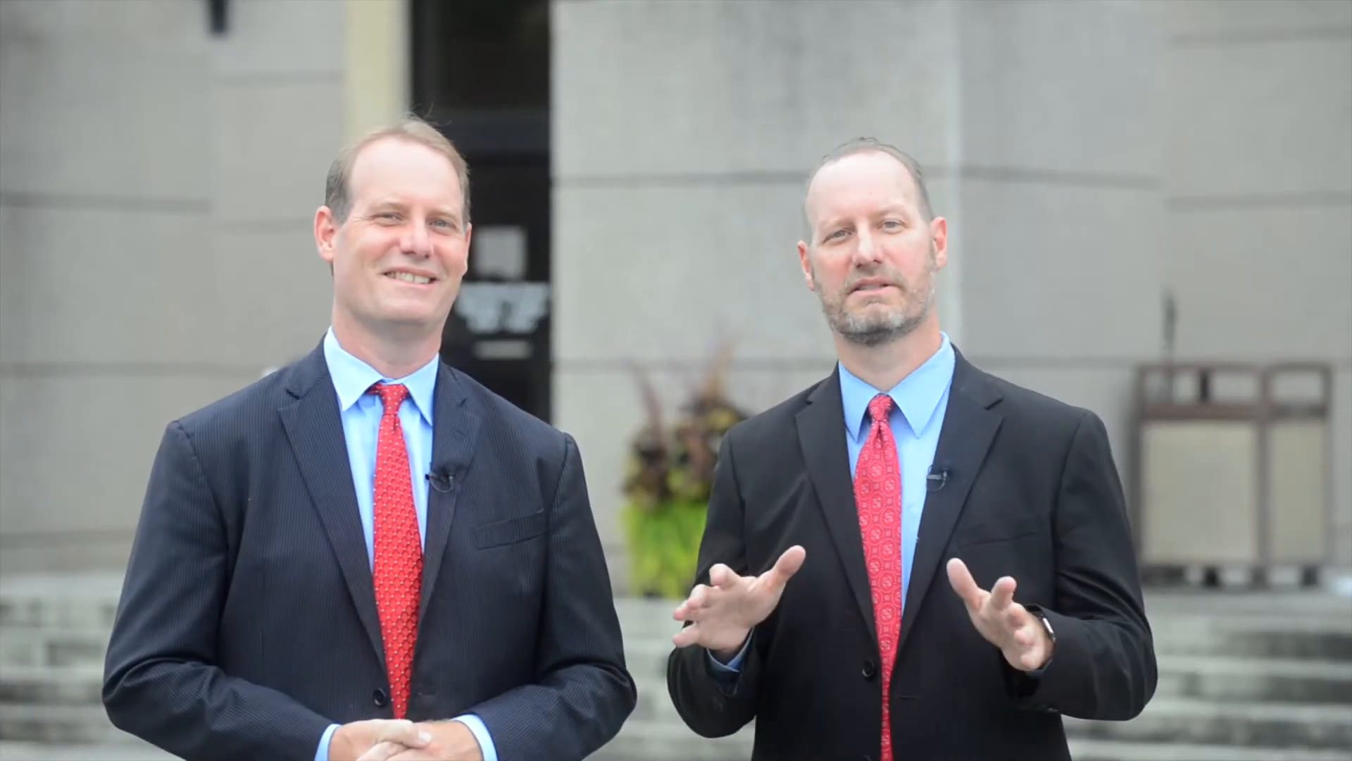 Ben and Jon David on the courthouse steps.